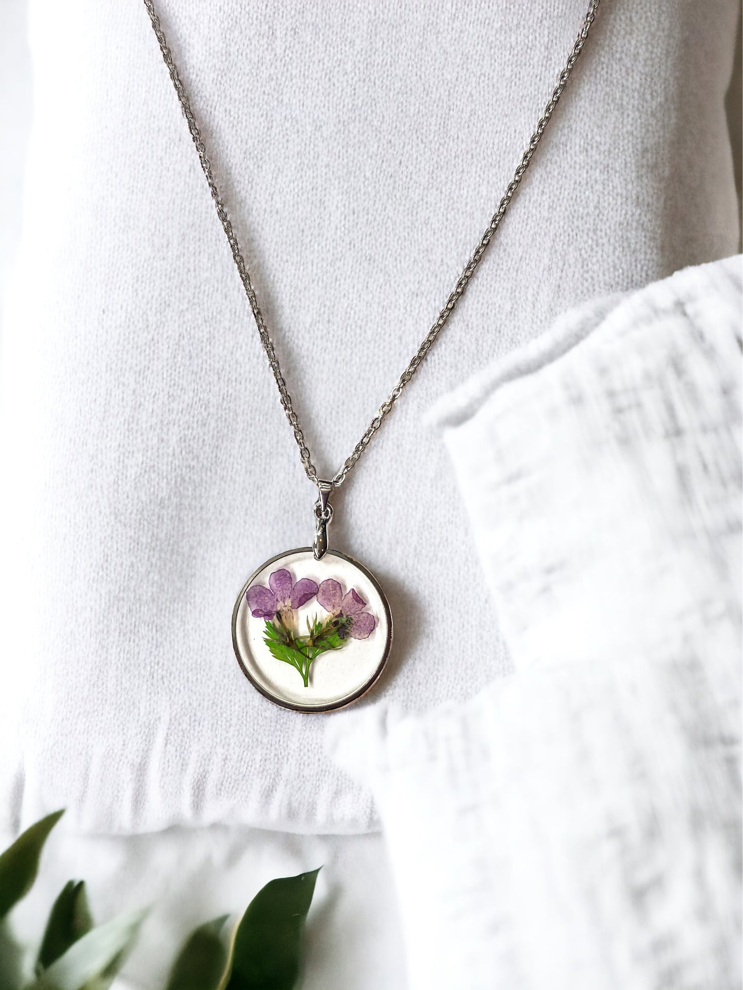 Purple Flowers Necklace | Real pressed flower necklace