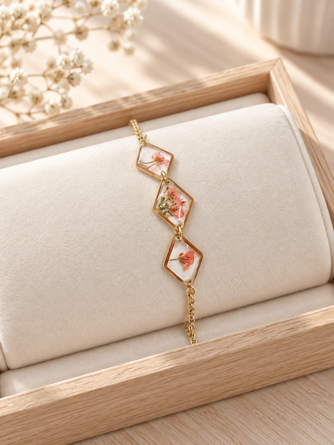 Pressed Flower Resin Bracelet