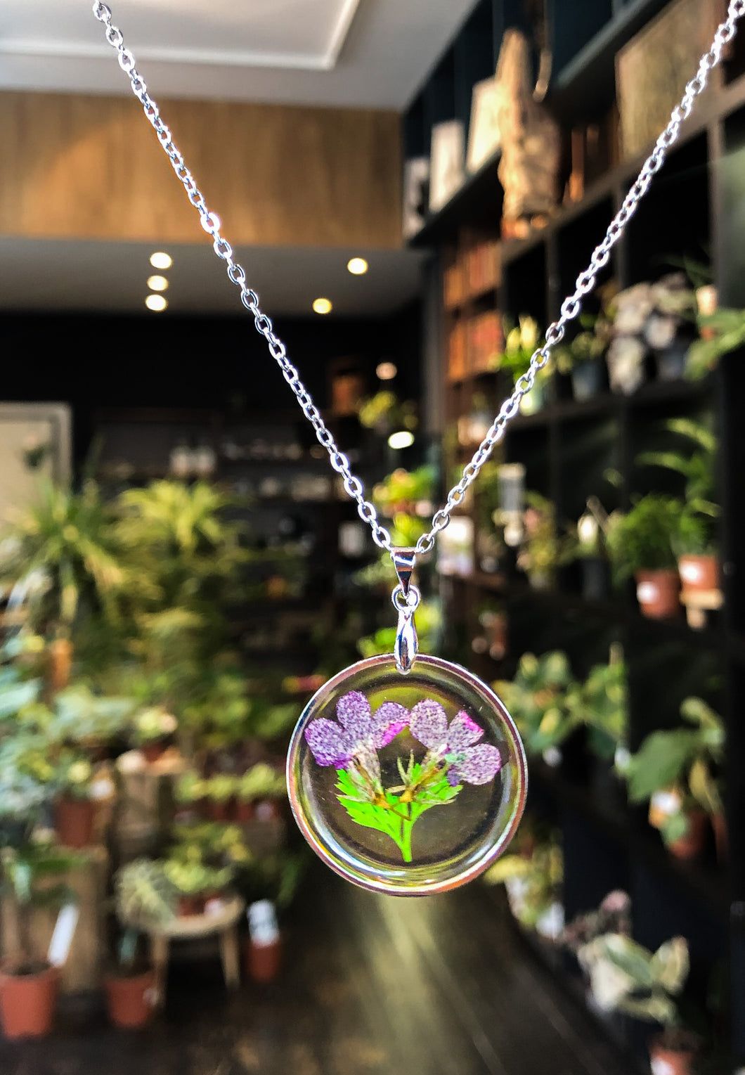 Purple Flowers Necklace | Real pressed flower necklace