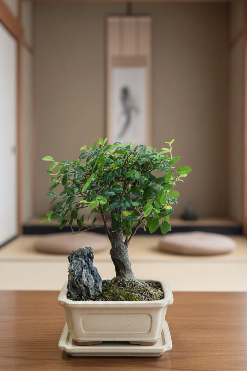 Chinese Elm Bonsai with rock