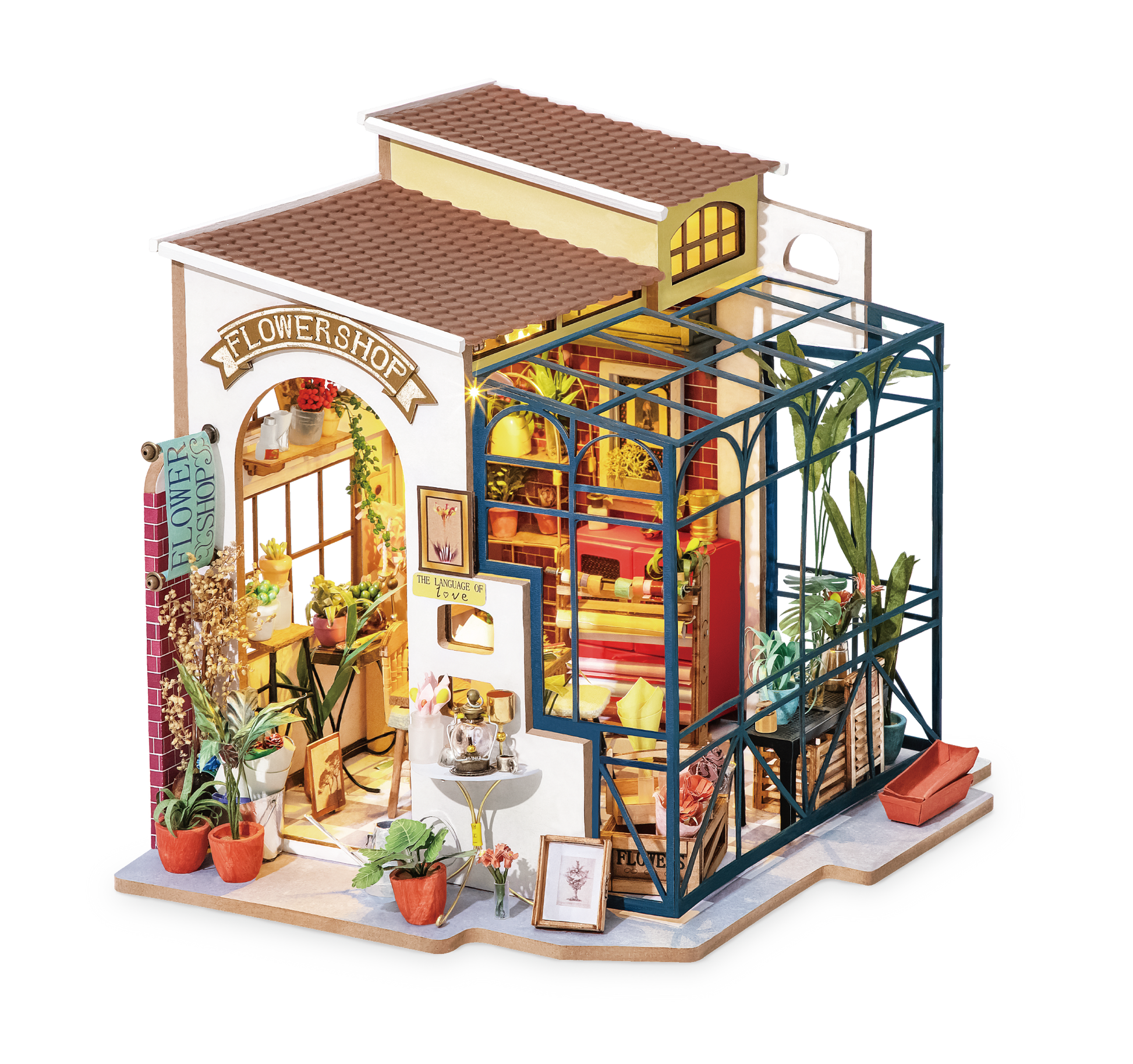 Emily’s Flower Shop/ Flowerist Green House - DIY Miniture House Kit - Avalon - Plants, Gifts & Antiques